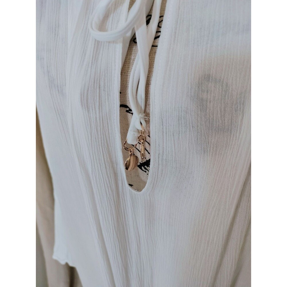 NWOT! Anne Cole V-Neck Lightweight White Beach CoverUp w/Bell Sleeves. XL-XXL - Picture 2 of 7